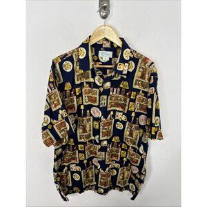 Vintage Kole Kole Short Sleeve Hawaiian Button Front Shirt Hula Tiki Mugs Men L